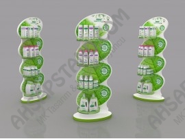 4 Raflı Organik Şampuan Ürün Standı